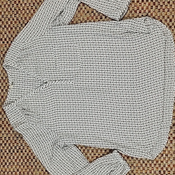 Pleione Tops - Pleione Long Sleeve All Over Pattern V-Neck Blouse